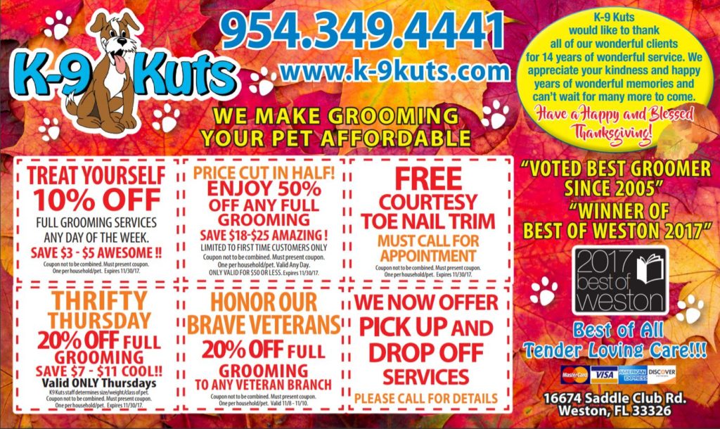 dog groomer coupons weston florida