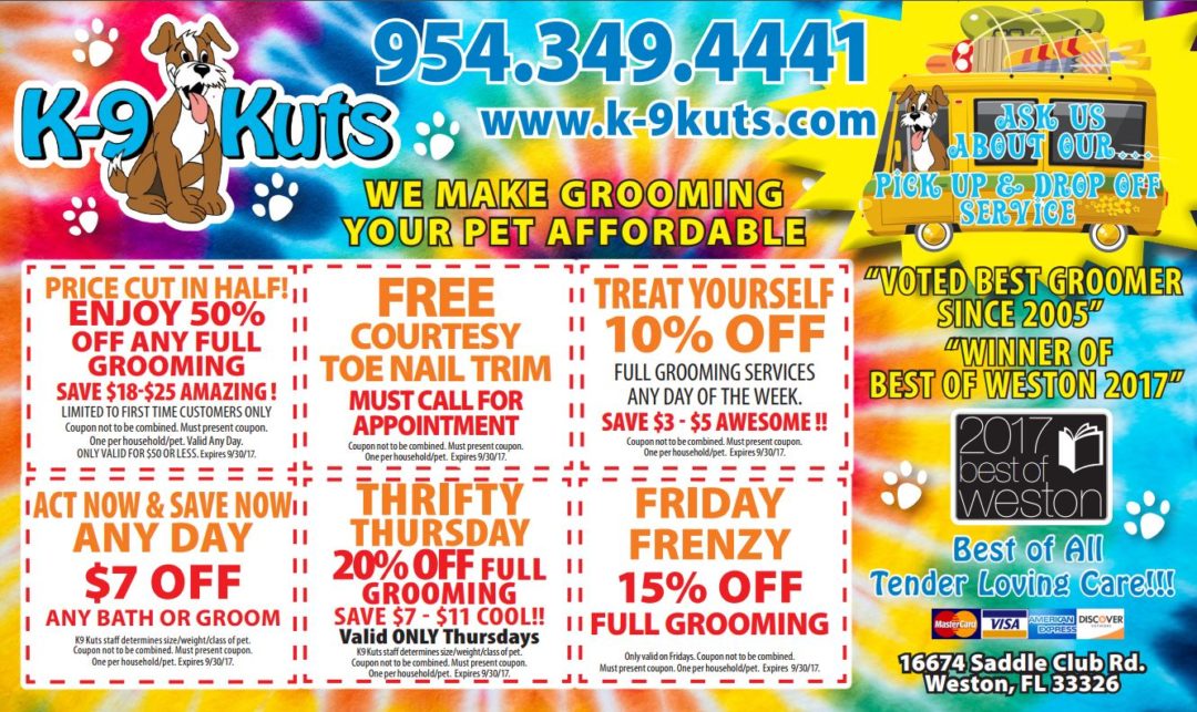 September 2017 Weston Dog Groomer Coupons K9 Kuts Weston's