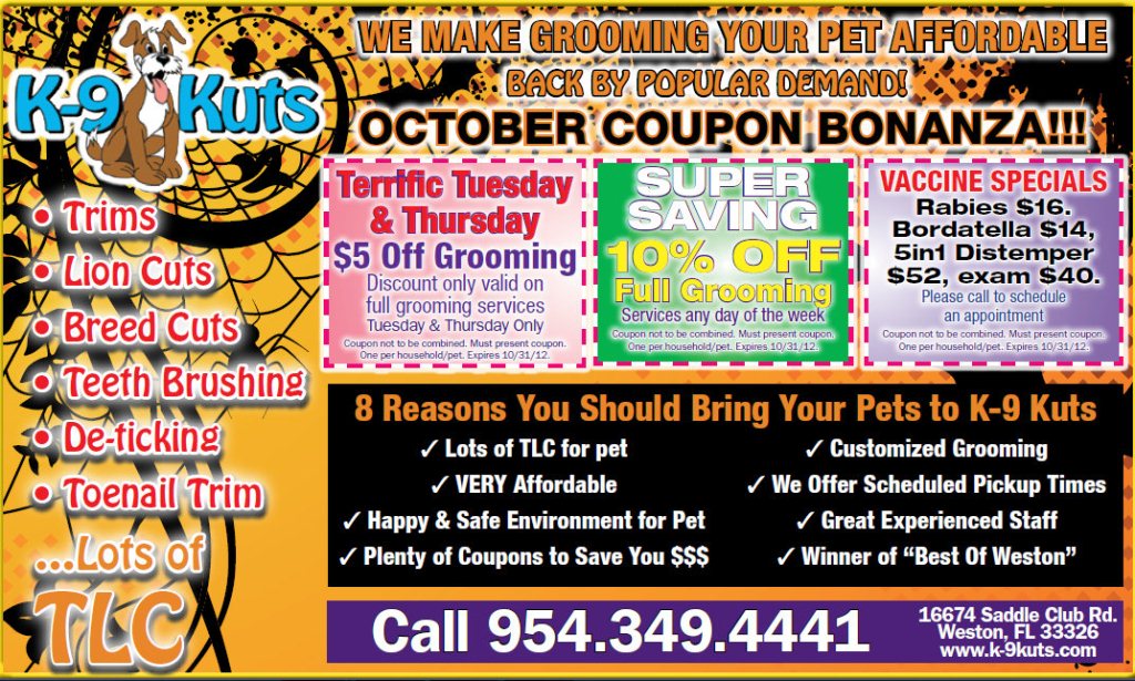 k-9 kuts weston dog groomer october coupons and specials