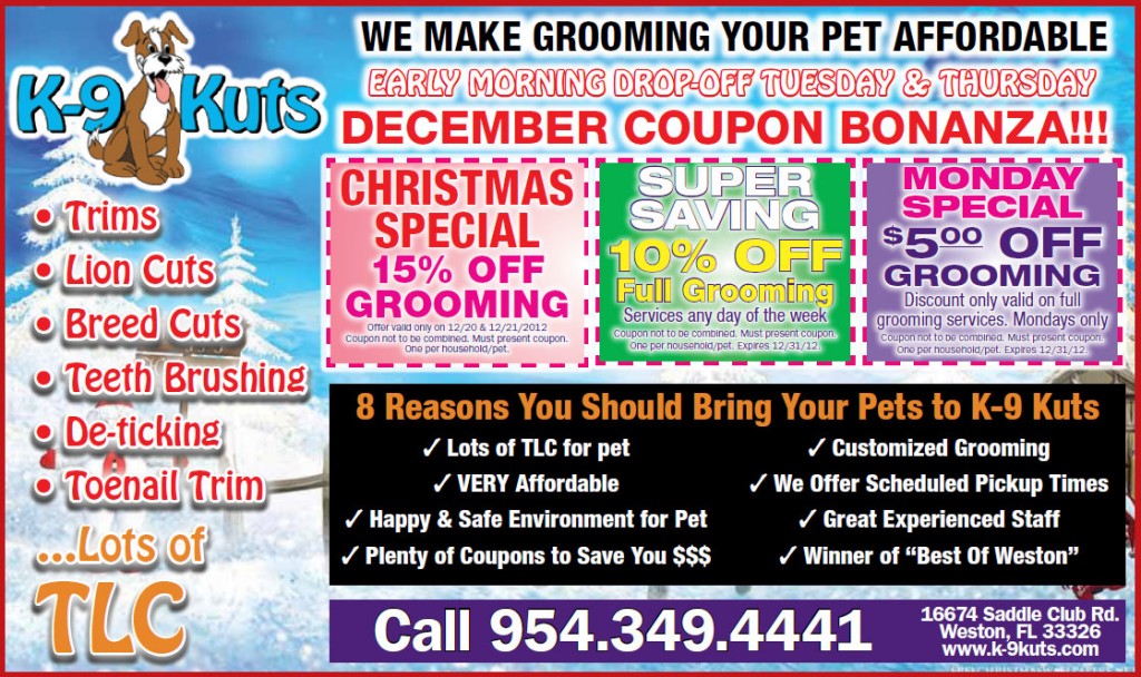 k-9 kuts weston dog groomer dog December coupons special prices