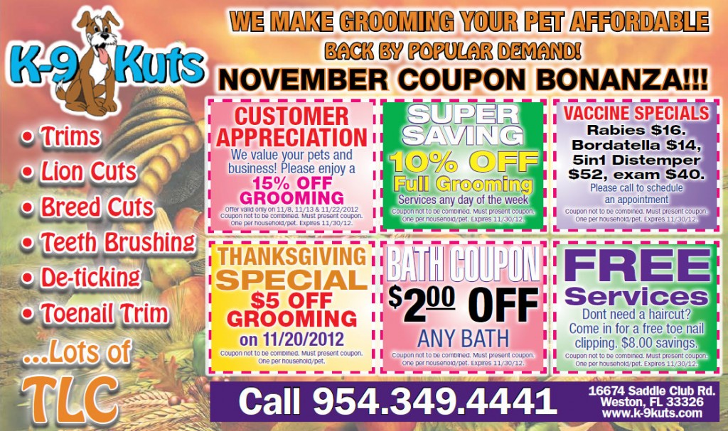 k-9 kuts weston dog groomer dog November coupons special prices