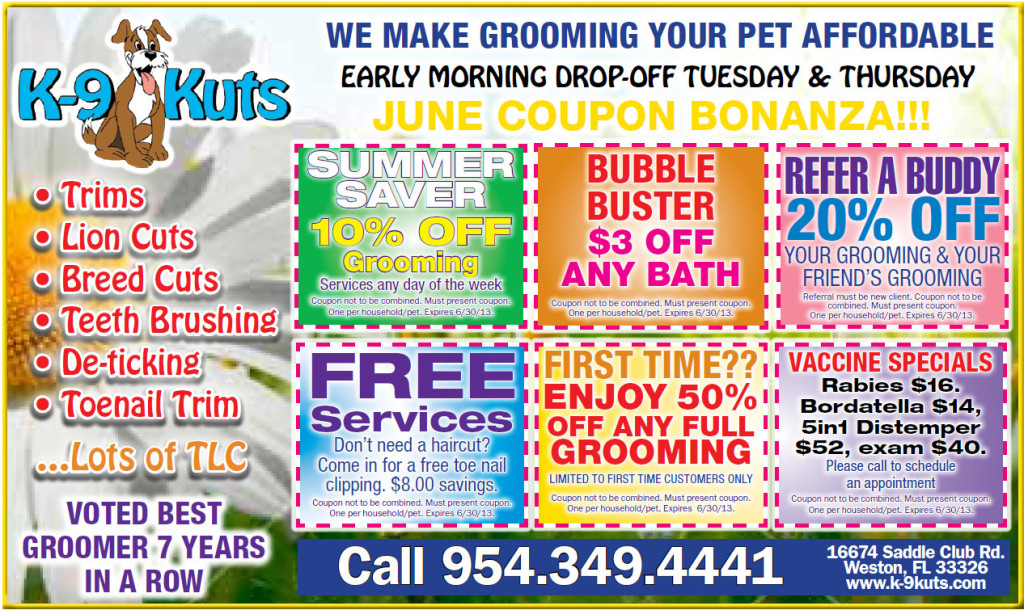 k-9 kuts weston dog groomer June 2013 coupons special prices