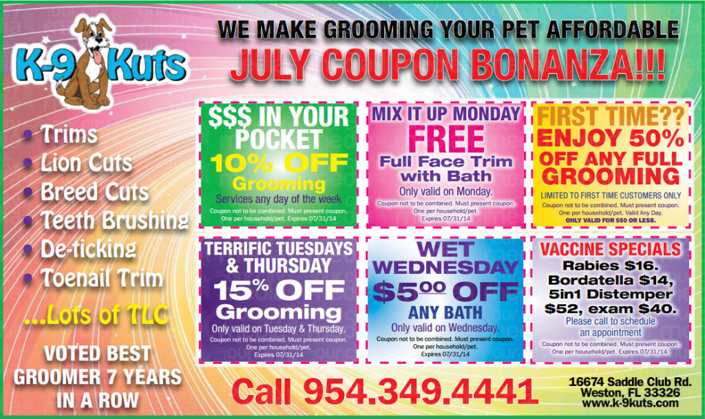 k-9 kuts affordable weston dog groomer july 2014 coupons special prices