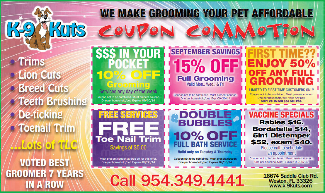 September Coupons from Weston’s Best Dog Groomer