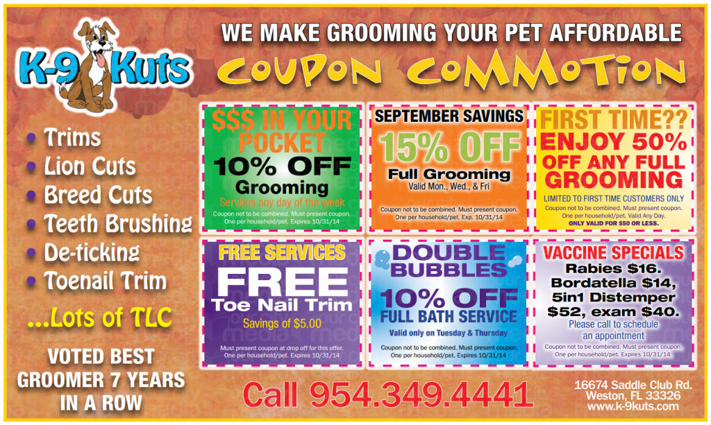 k-9 kuts affordable weston dog groomer October 2014 coupons special prices