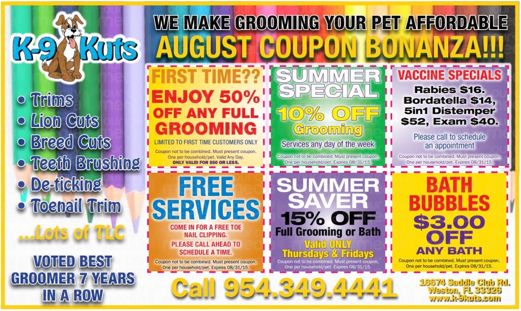 k-9 kuts affordable weston dog groomer august 2015 coupons special prices