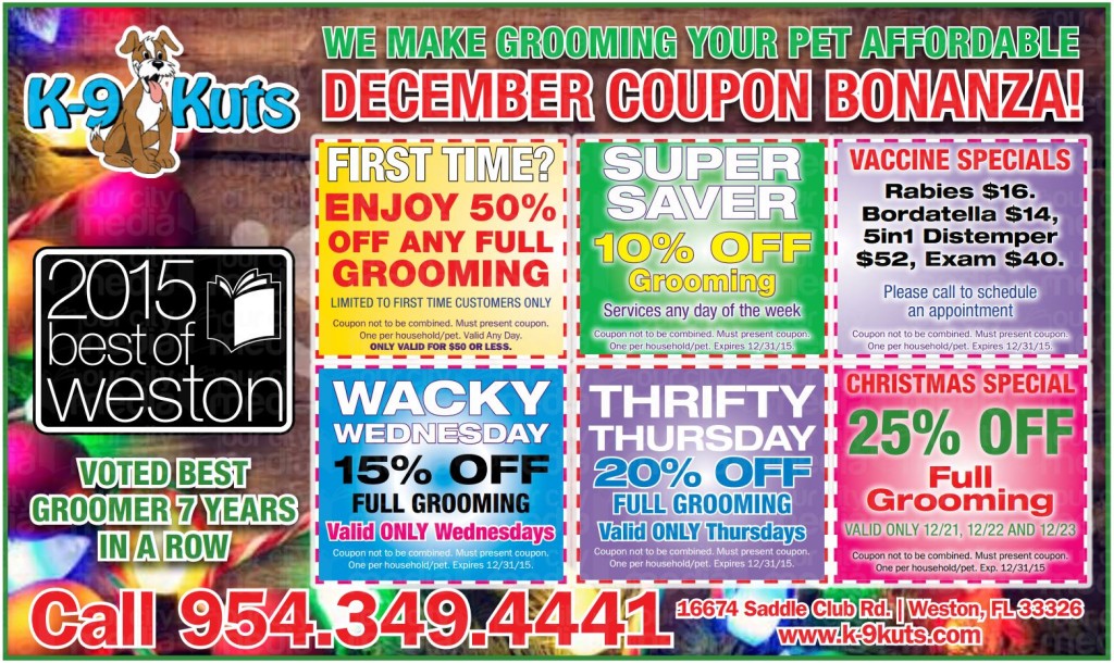 k-9 kuts weston dog groomer December 2015 coupons