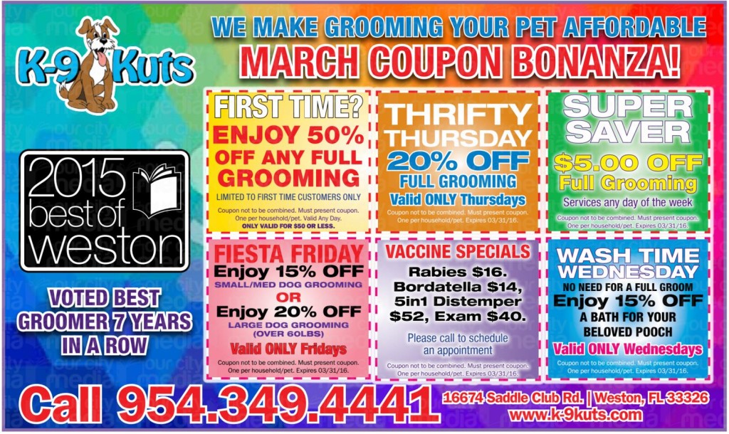 k-9 kuts affordable weston dog groomer march 2016 coupons special prices