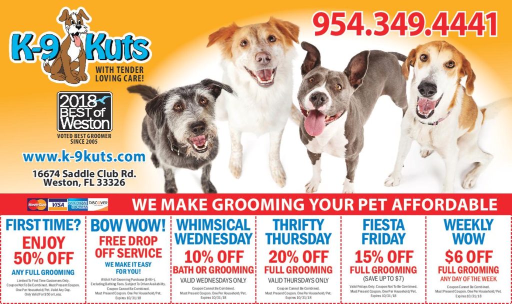 October Dog Groomer Coupons K9 Kuts Weston's Affordable dog groomer